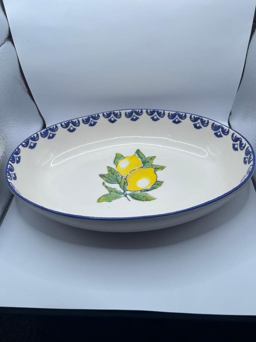Parpart Hand Painted Stoneware Deep Serving Bown with Lemon Design